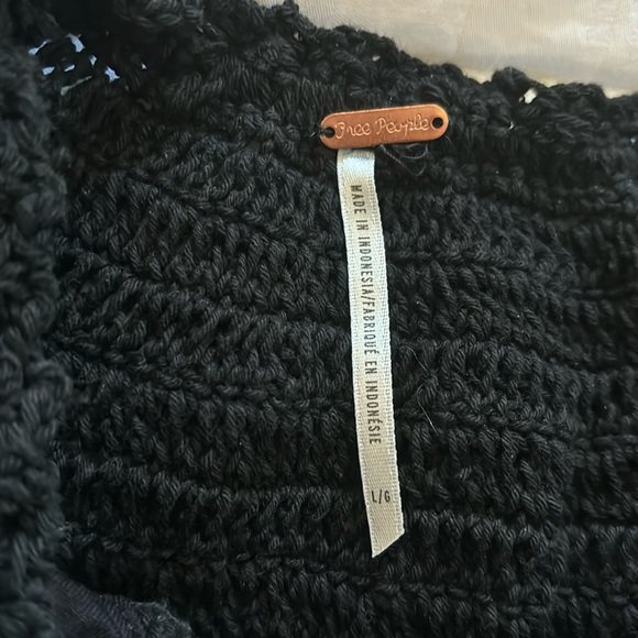 Free People Black Over the Rainbow crochet bodysuit Large - Picture 3 of 5